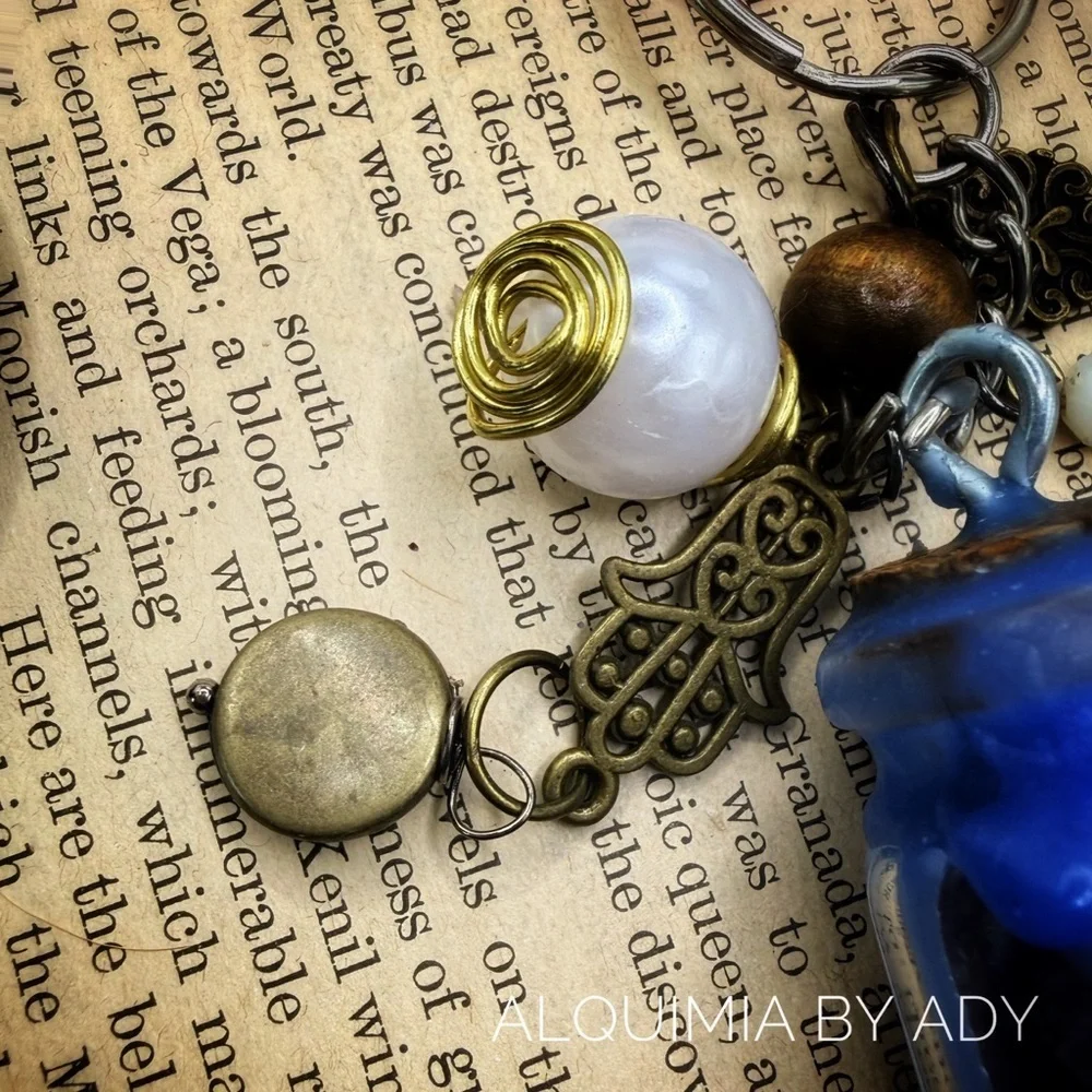 Amethyst Key & Card Holder with Blue and Orange Accents